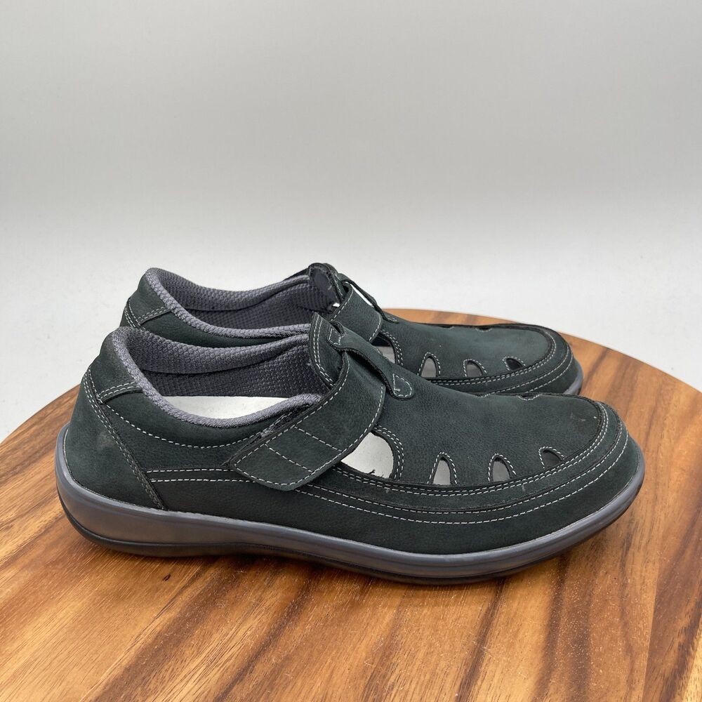 Orthofeet Serene 891 Womens 9.5 Black Leather Diabetic Walking Shoes Medium B